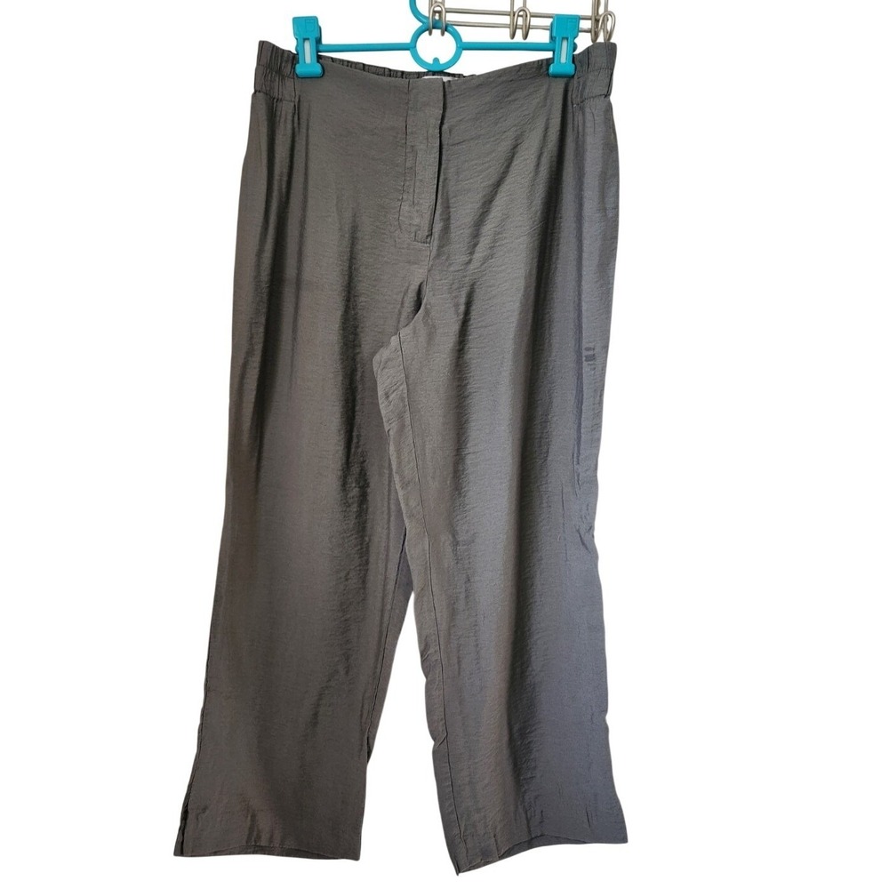 Chico's Pants Womens Size 1.5 Olive Green Cropped Elastic Waist Relaxed Fit  B60